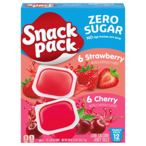 Snack Pack Zero Sugar Low Calorie Strawberry/Cherry Juicy Gels