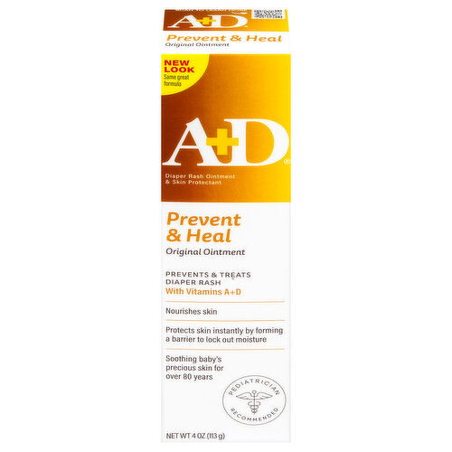 A+D Prevent & Heal Diaper Rash Ointment & Skin Protectant