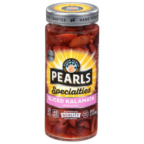 Pearls Specialties Olives, Greek, Sliced Kalamata