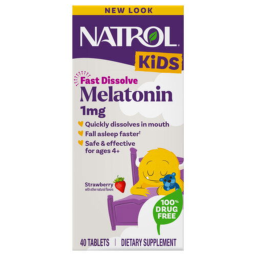 Natrol Tablets Fast Dissolve Kids Strawberry 1 mg Melatonin