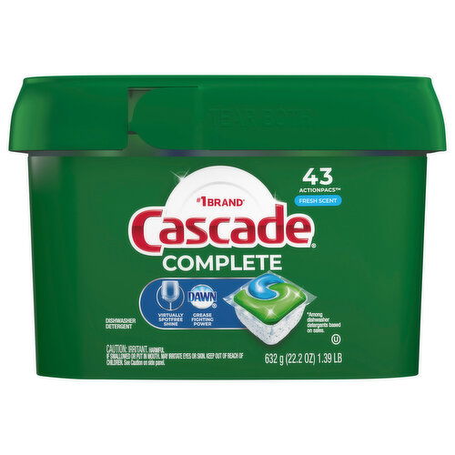 Cascade Complete Dishwasher Detergent, ActionPacs, Fresh Scent