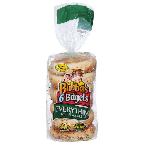 Bubba's Bagels, with Flax Seeds, Everything, Sliced