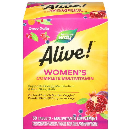 Nature's Way Alive! Multivitamin, Complete, Women's, Orchard Fruits & Garden Veggies, Tablets