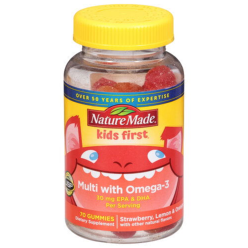 Nature Made Kids First Multi with Omega-3, 30 mg, Gummies, Strawberry, Lemon & Orange