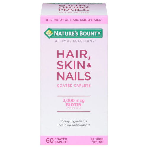 Nature's Bounty Optimal Solutions Hair, Skin & Nails, 3,000 mcg, Coated Caplets