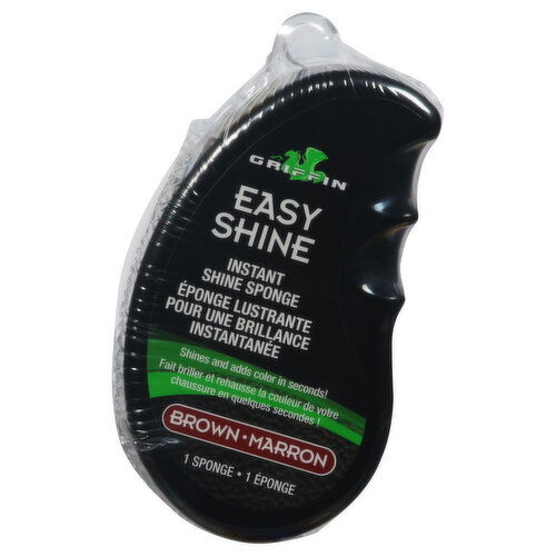 Griffin Instant Shine Sponge, Brown, Easy Shine