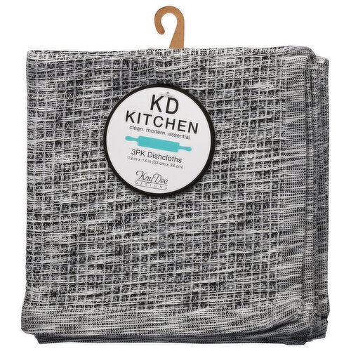 KD Kitchen Dishcloths, Onyx, 3 Pack