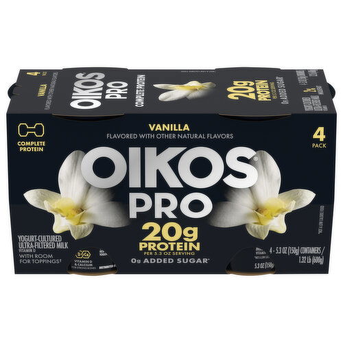 Oikos Pro Yogurt, Vanilla, 4 Pack