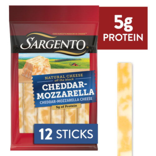 SARGENTO Sargento® Cheddar-Mozzarella Natural Cheese Snack Sticks, 12-Count