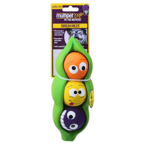 Multipet Squeakables Dog Toy, Peas-in-a- Pod