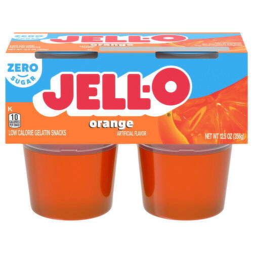 Jell-O Zero Sugar Orange Flavor Gelatin Snack Cups