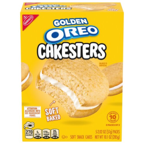 OREO Golden Cakesters Soft Snack Cakes, 5 Snack Packs