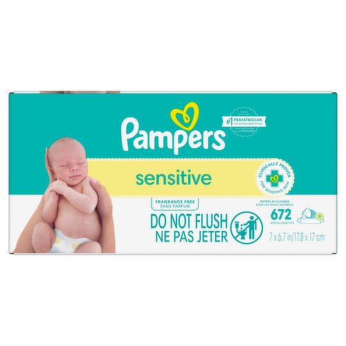 Pampers Sensitive Baby Wipes Sensitive Perfume Free 3X Pop-Top Packs 672 Count