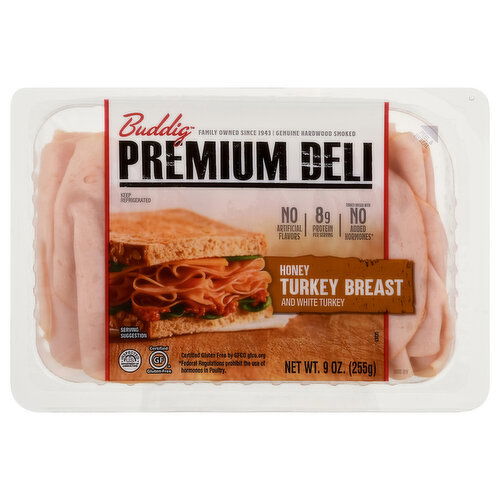 Buddig Premium Deli Turkey Breast and White Turkey, Honey