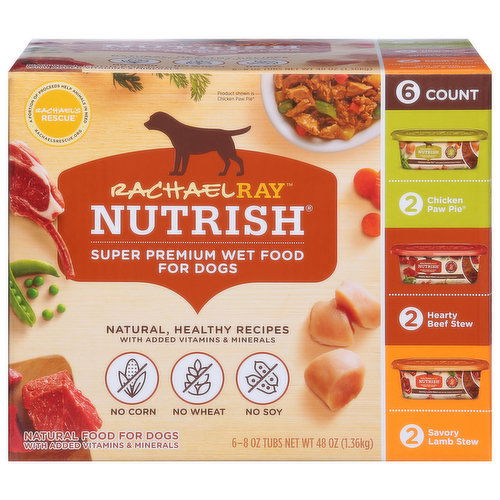 Rachael Ray Nutrish Food For Dogs, Super Premium, Wet, Chicken Paw Pie/Hearty Beef Stew/Savory Lamb Stew