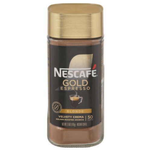 Nescafe Gold Espresso Coffee, Instant, Golden Roasted Arabica, Velvety Crema, Blonde