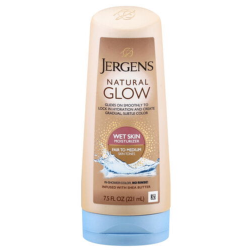 Jergens Moisturizer, Wet Skin, Natural Glow, Fair to Medium