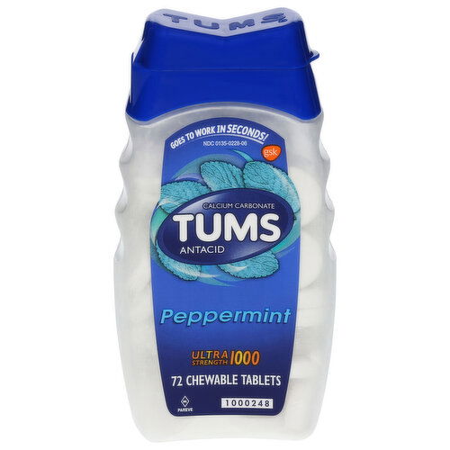 Tums Antacid, Ultra Strength 1000, Chewable Tablets, Peppermint