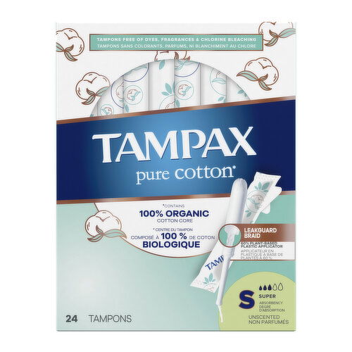 Tampax Pure Cotton Tampax Pure Cotton Tampons, Super, 24 Ct,