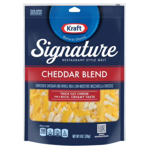 Kraft Signature Cheese, Cheddar Blend, Restaurant Style Melt