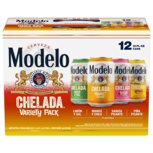 Modelo Chelada Limon Y Sal/Mango Y Chile/Sandia Picante/Pina Picante Beer Variety Pack