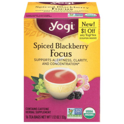 Yogi Tea, Focus, Spiced Blackberry, Tea Bags