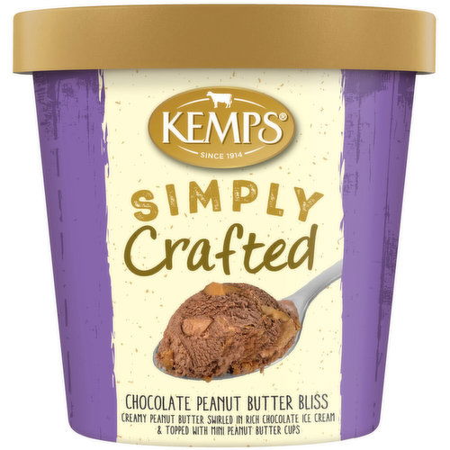 Kemps Simply Crafted Chocolate Peanut Butter Bliss Premium Ice Cream