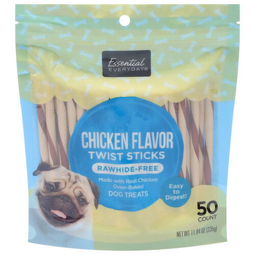 Essential Everyday Dog Treats, Rawhide-Free, Chicken Flavor, Twist Sticks