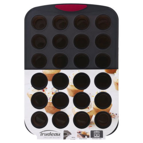 Trudeau Muffin Pan, Metal, Silicone, 24 Count