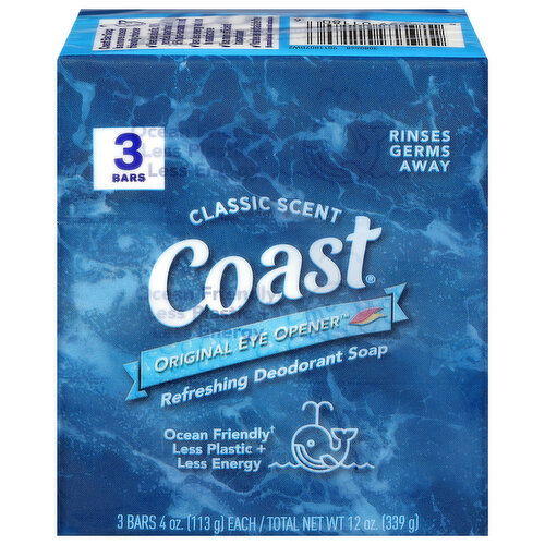 Coast Original Eye Opener Soap, Deodorant, Refreshing, Classic Scent