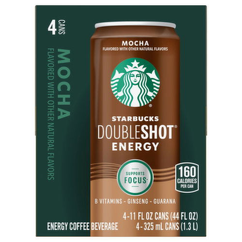 Starbucks Double Shot Coffee Beverage, Energy, Mocha