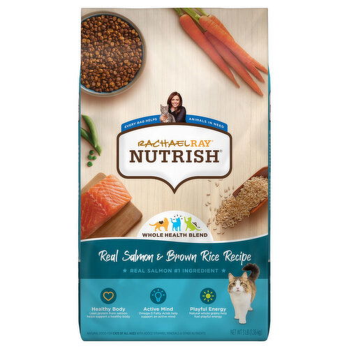 Rachael Ray Nutrish Foods for Cats, of All Ages, Natural, Real Salmon & Brown Rice Recipe