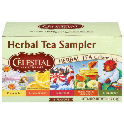 Celestial Seasonings Herbal Tea Sampler, 5 Flavors, Caffeine Free, Tea Bags