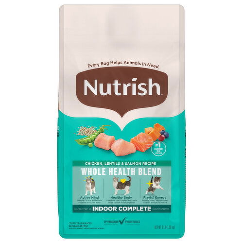 Rachael Ray Nutrish Food for Cats, Natural, Chicken, Lentils & Salmon Recipe, Indoor Complete, Adult