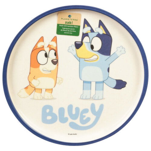 Zak! Planeterra Bamboo Plate, Melamine, Bluey, 8 Inch