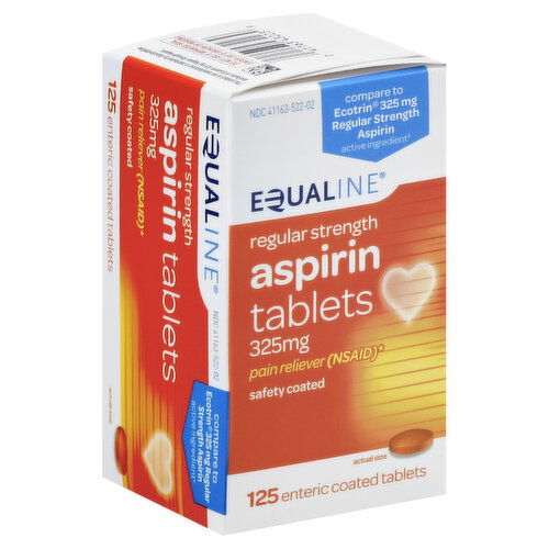 Equaline Aspirin, Regular Strength, 325 mg, Enteric Coated Tablets