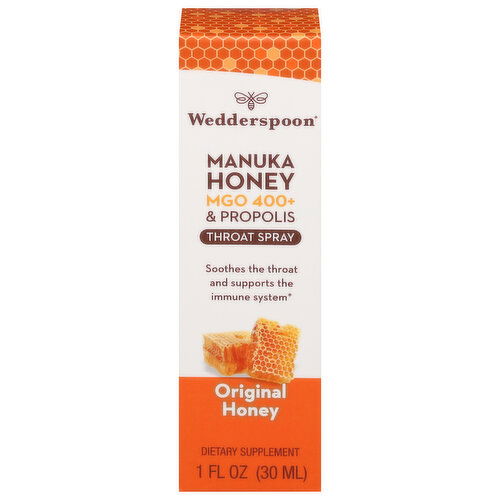 Wedderspoon Throat Spray, Manuka Honey, Original Honey