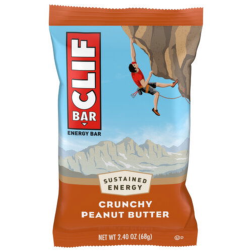 CLIF BAR - Crunchy Peanut Butter - Made with Organic Oats - 11g Protein - Non-GMO - Plant Based - Energy Bar - 2.4 oz.