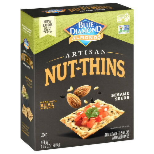 Blue Diamond Almonds Nut-Thins Rice Crackers Snacks, Sesame Seeds