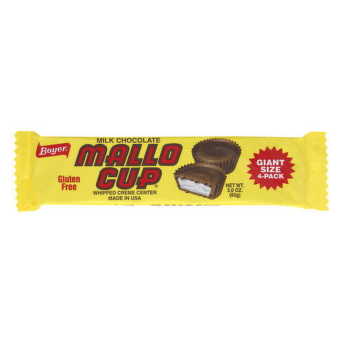 Boyer Mallo Cup, Milk Chocolate, Giant Size, 4 Pack