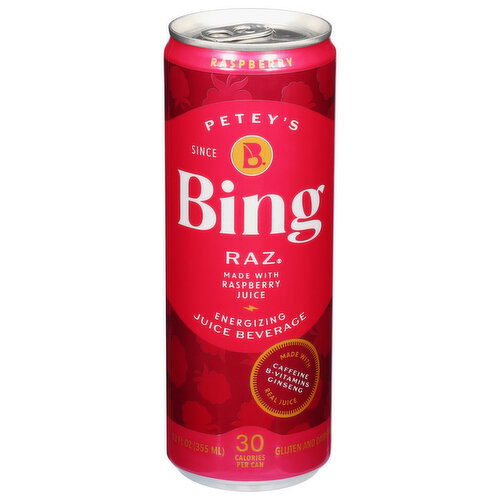 Bing Juice Beverage, Raspberry, Energizing, Raz