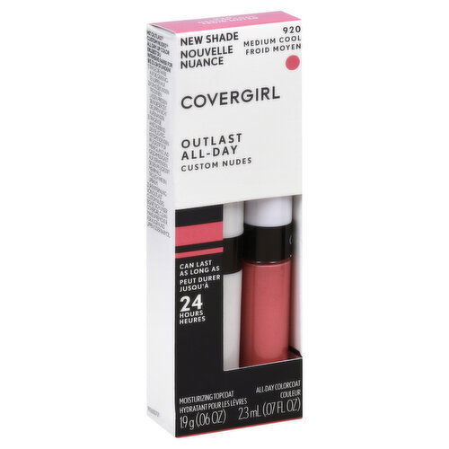 CoverGirl Outlast All-Day Lip Color, Moisturizing Topcoat, All-Day Colorcoat, Medium Cool 920