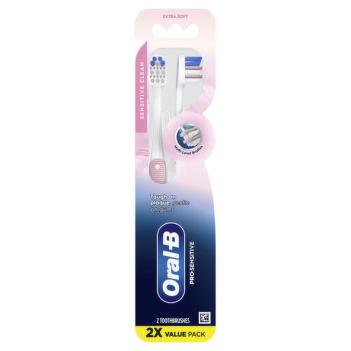 Oral-B Gum Care Pro Sensitive Toothbrushes, Extra Soft, 2 Count