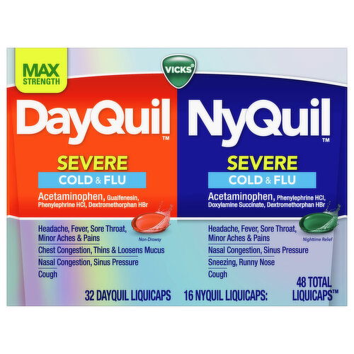 Vicks DayQuil NyQuil Cold & Flu, Severe, Max Strength, LiquiCaps