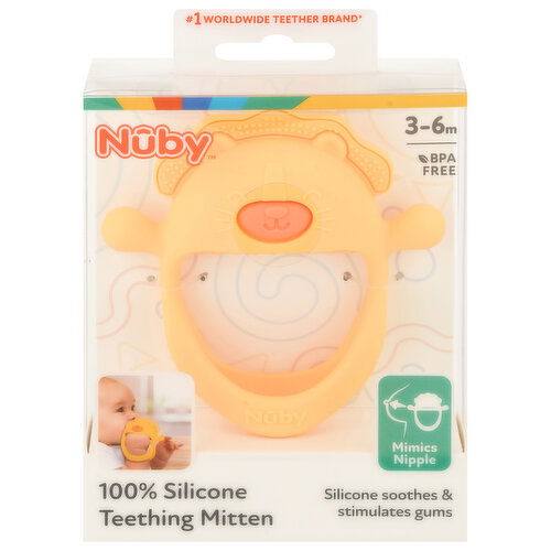 Nuby Teething Mitten, 100% Silicone, 3-6m