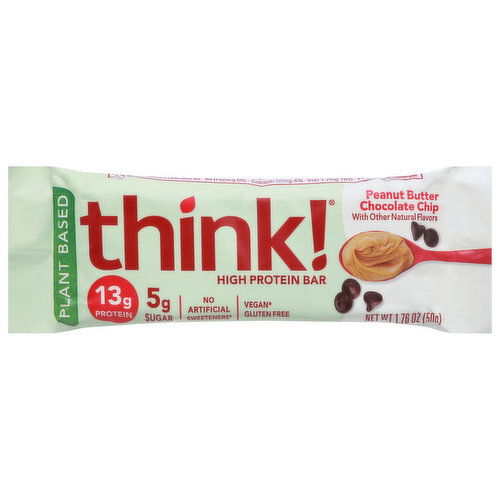 Think! High Protein Bar, Peanut Butter Chocolate Chip, Plant Based