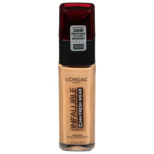 L'Oreal Infallible Foundation, Honey Bisque 500, Broad Spectrum SPF 25