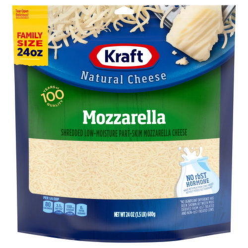 Kraft Shredded Cheese, Mozzarella, Family Size