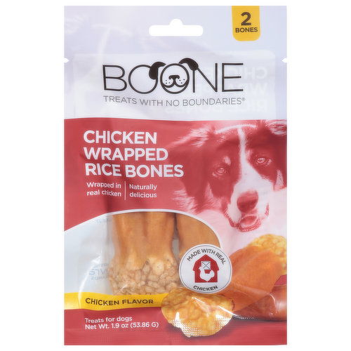 Boone Treat for Dogs, Chicken Flavor, Chicken Wrapped Rice Bones
