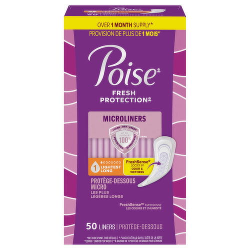 Poise Fresh Protection Microliners, Lightest, Long